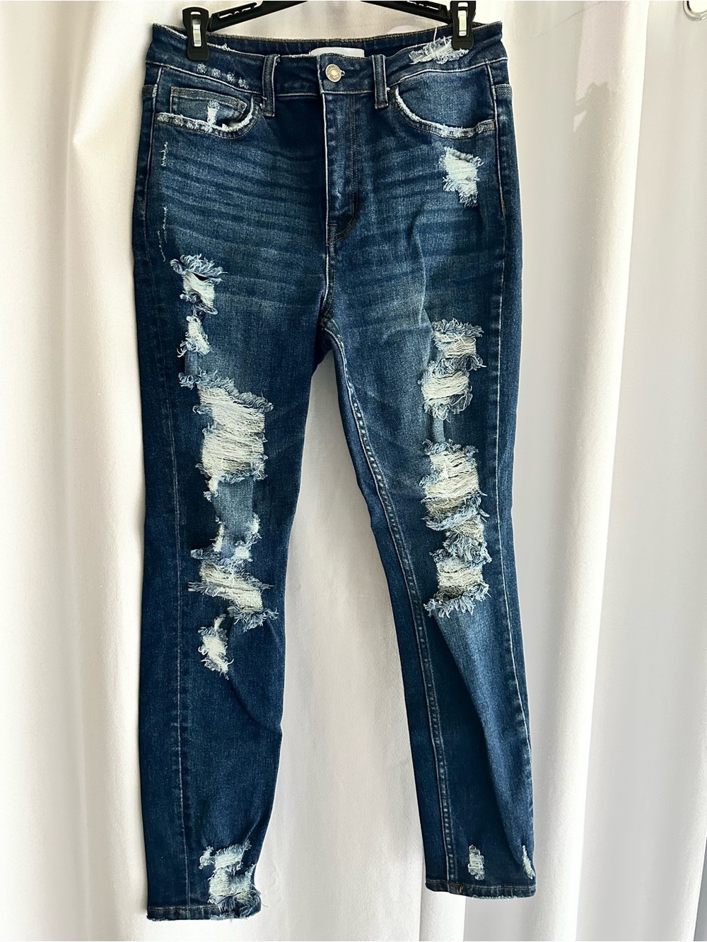 Dark Blue Distressed Women's Jeans